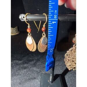 Lot of 2 brass dangle earrings with embellished brass work